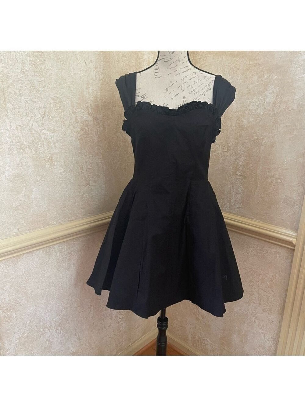 Free People Midnight Magic Mini Voluminous Black Dress Fairy Grunge Bohemian L - Picture 7 of 15